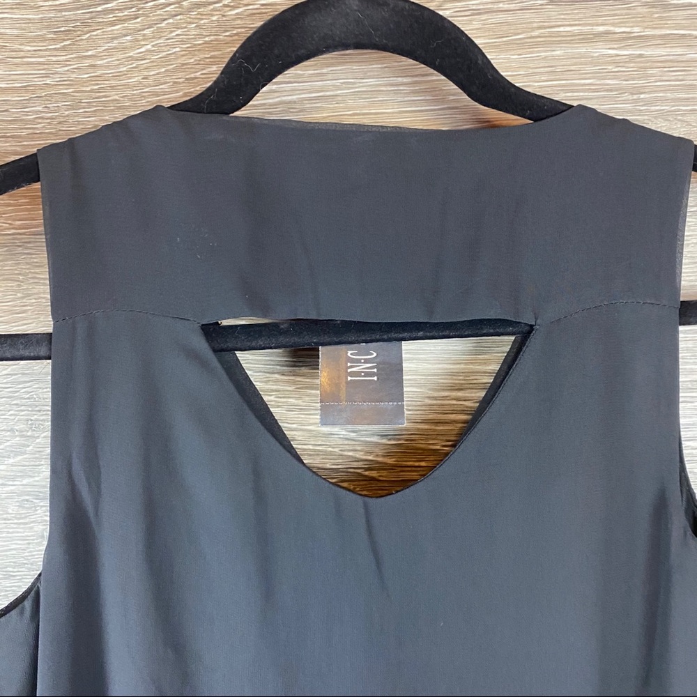INC Ruffle Front Black dress with Necklace NWT - Picture 6 of 7